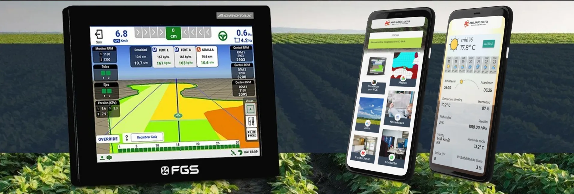 The in-cab FGS device alongside its AG Link mobile companion app