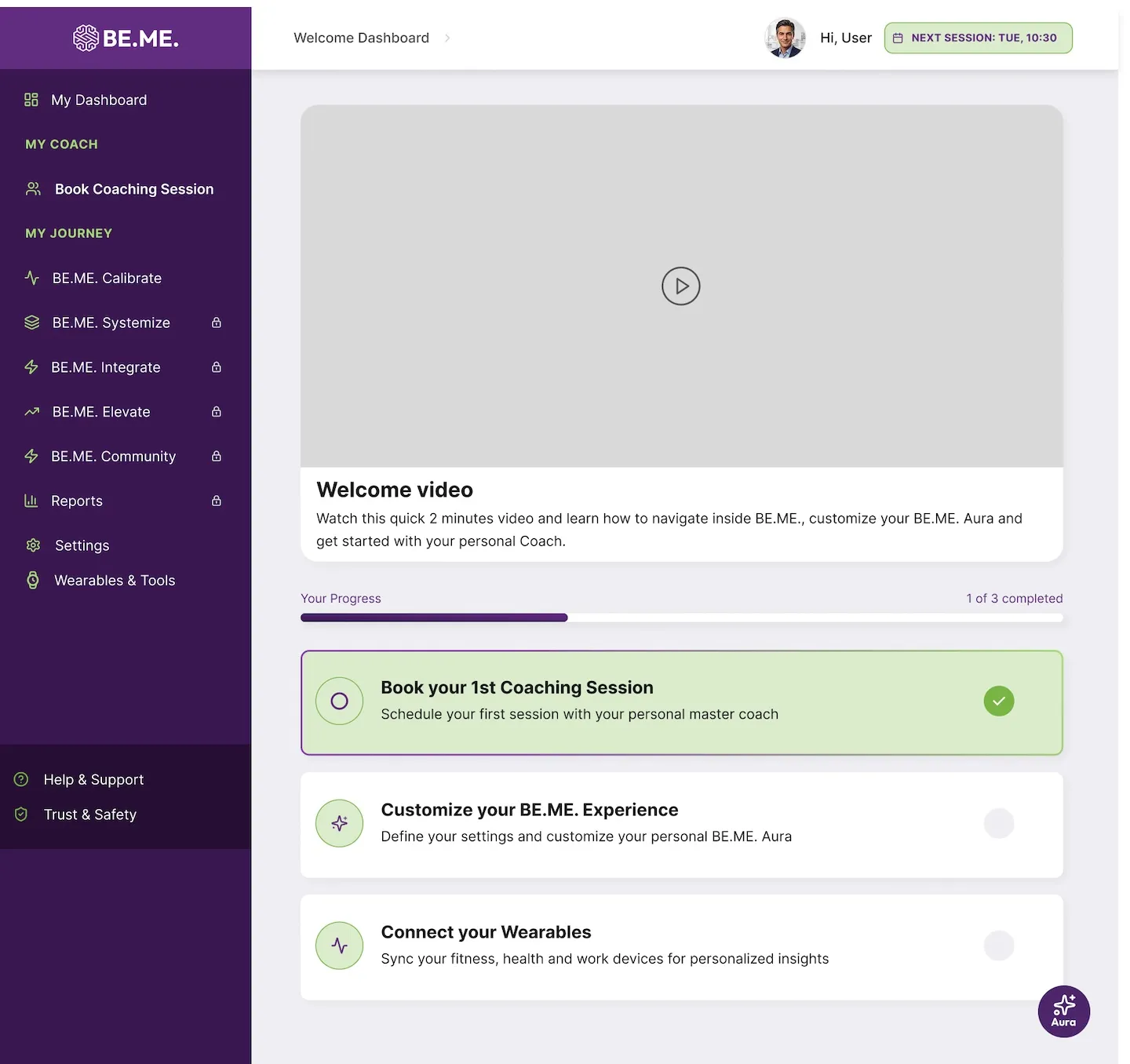 BE.ME AI Aura companion interface